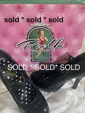 SOLD* SOLD* Pinup Couture Black Patent Mary Jane Heels with Ankle Strap SOLD